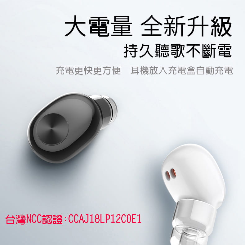 迷你藍芽無線耳機 台灣NCC認證 來電報號 單耳 聽音樂  開車通話 運動 2