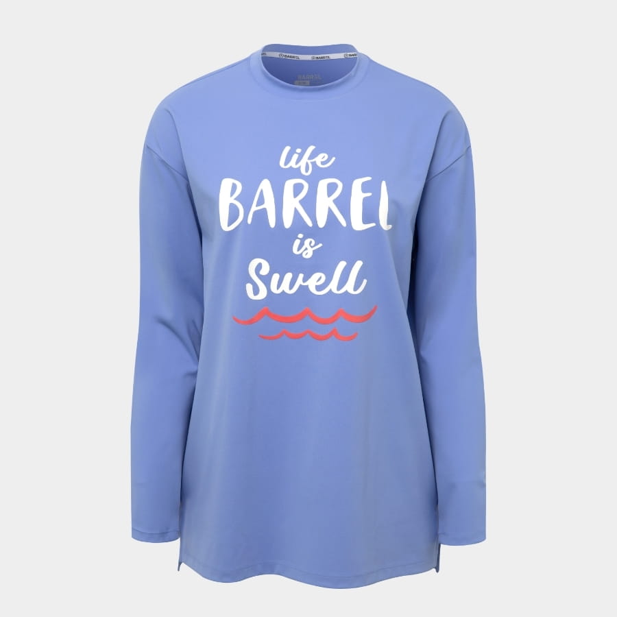 【BARREL】悠閒女款寬版長袖上衣 #BLUE 2