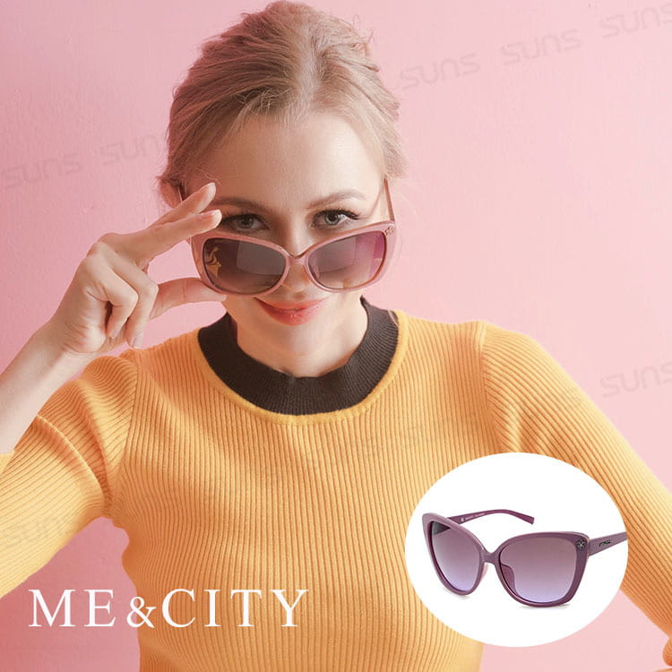 【ME&CITY】 歐美曼妙女伶鑲花太陽眼鏡 抗UV (ME 120020 H232-2) 0