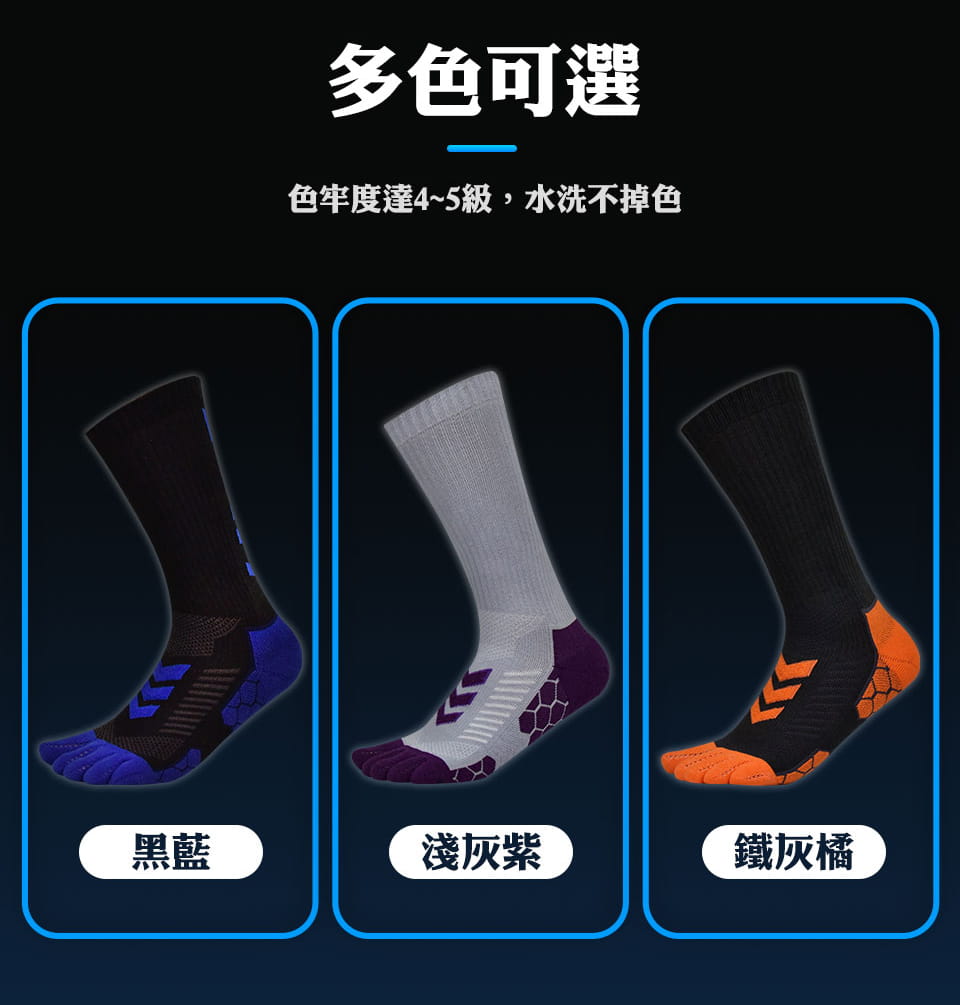 【力美特機能襪】五趾運動厚襪(黑藍) 5