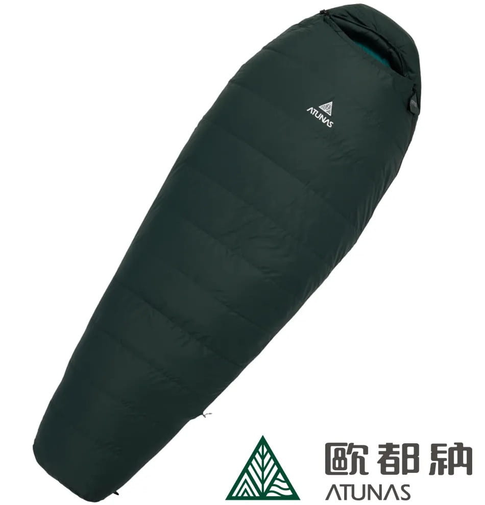 【ATUNAS 歐都納】700 EDGER輕量鵝絨睡袋 (A1SBEE06 墨綠/青檸綠) 0