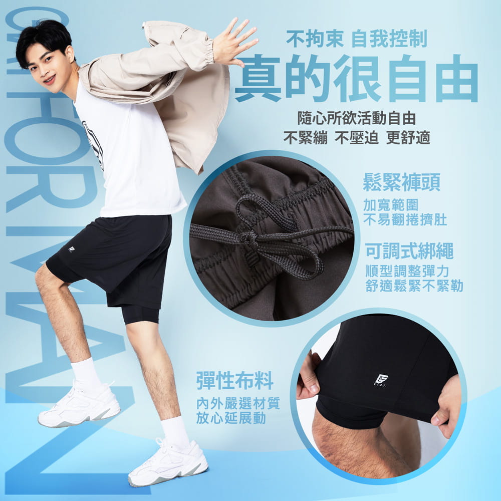【GIAT】台灣製雙層防護排汗短褲(男款) 8