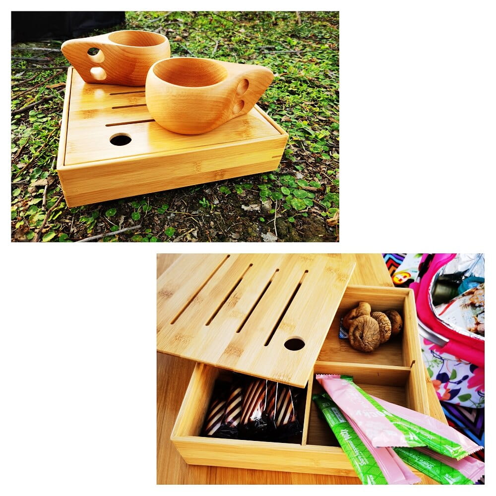 高一木一匠 創意竹木乾果盒茶水盤分格帶蓋果盤零食糖果盤 1