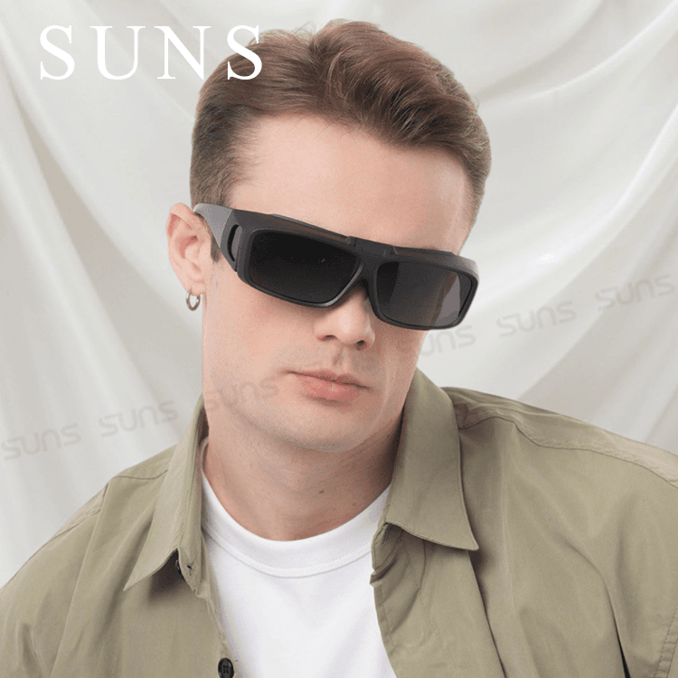 【suns】上翻式偏光墨鏡 方框包覆式眼鏡(可套鏡) 抗UV400 1