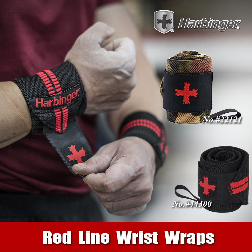 【Harbinger】#44300 黑紅色 重訓護腕帶 RED LINE WRIST WRAPS 3