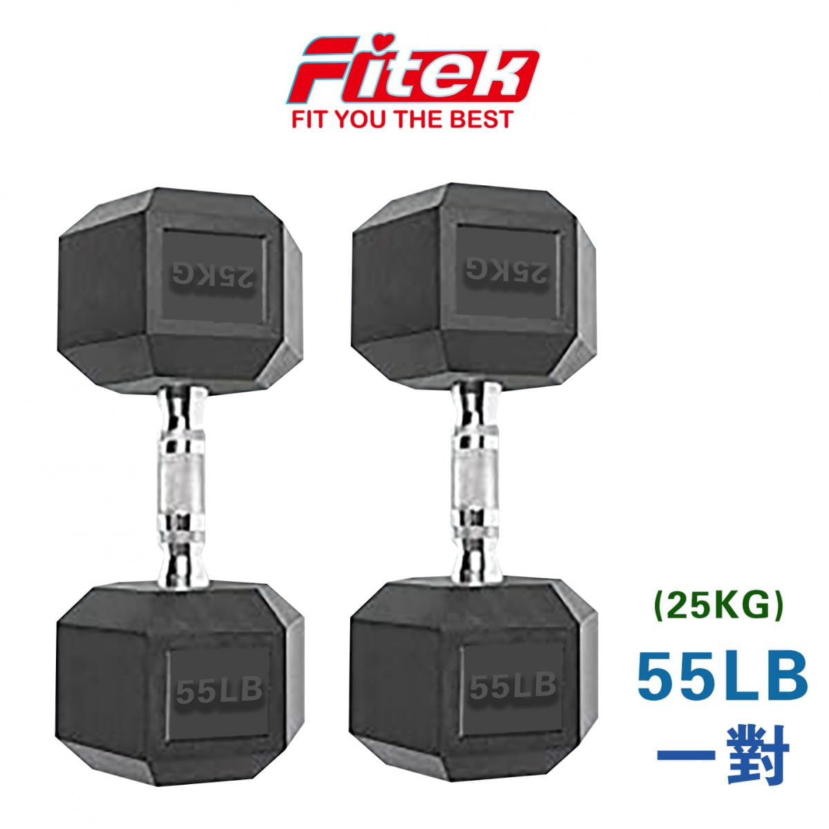 商用六角包膠啞鈴55LB【Fitek】 0