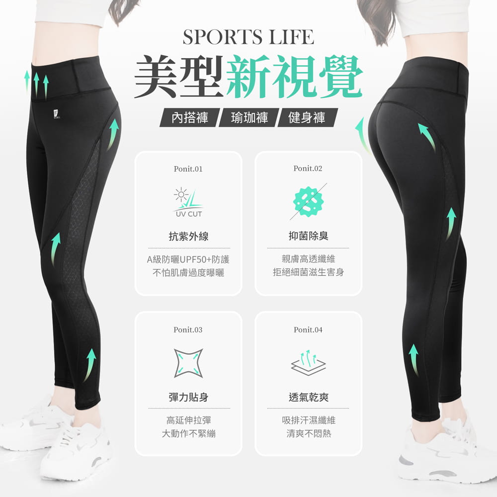 【GIAT】台灣製UV排汗機能壓力褲(女形力) 2