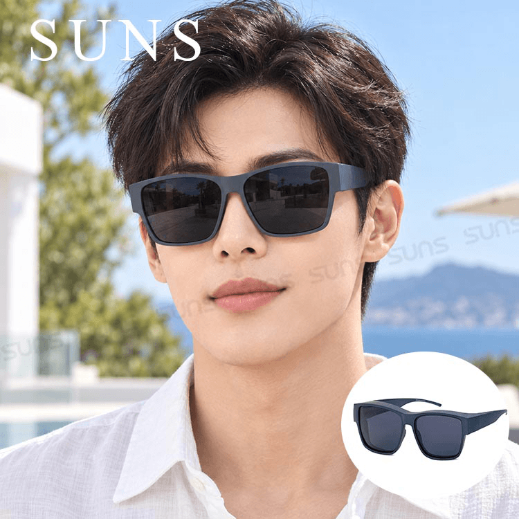 【suns】時尚大框太陽眼鏡 霧灰藍框 (可套鏡) 抗UV400 0