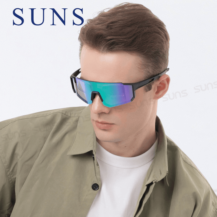 【suns】運動偏光太陽眼鏡 含內視鏡 黑框綠水銀 REVO電鍍 抗UV400 S160 4