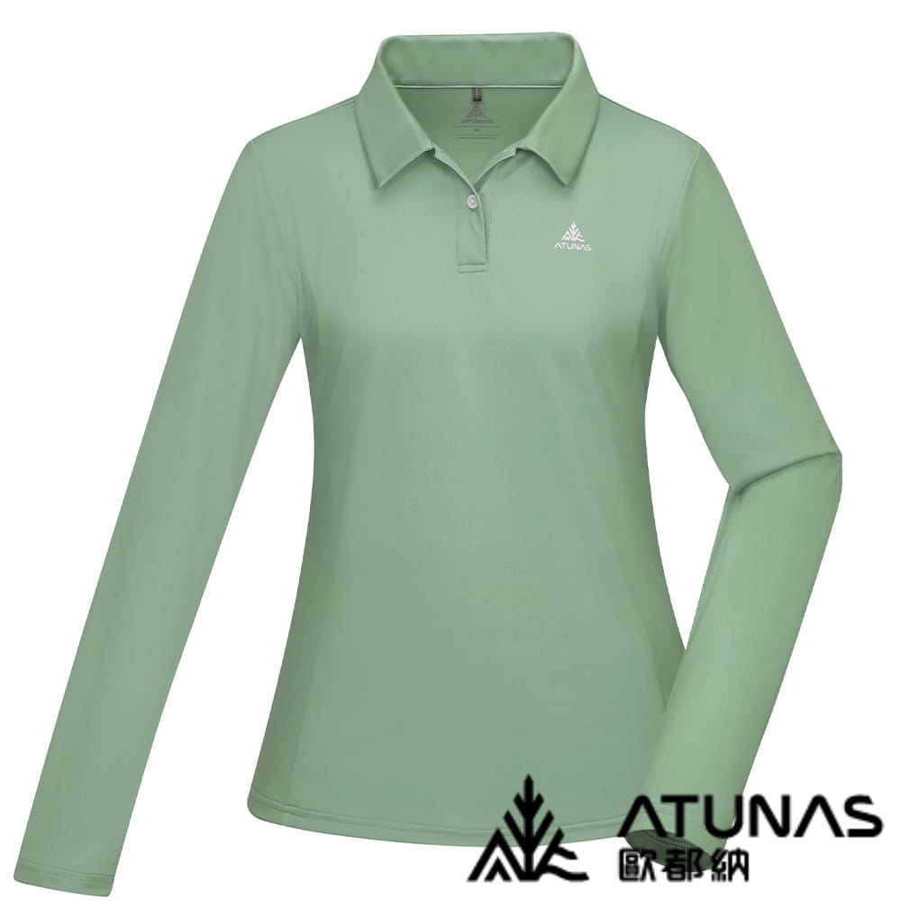 ATUNAS歐都納【50週年】女款長袖排汗抗菌POLO衫(A6PS2526W霧綠/快乾排汗衣) 0
