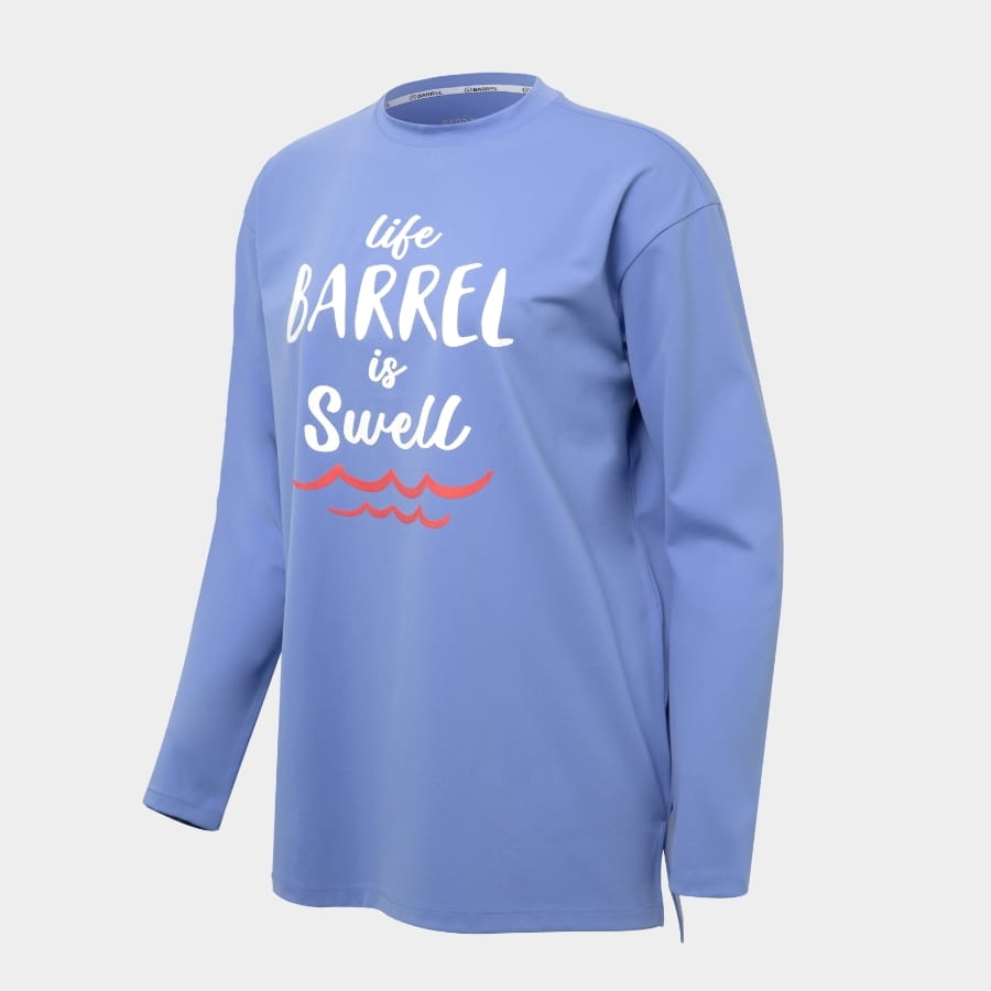 【BARREL】悠閒女款寬版長袖上衣 #BLUE 3