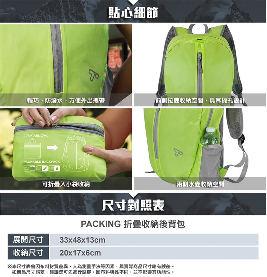 【Travelon美國防盜包】TL-42817 (PACKING折疊收納後背包 2色) /登山屋 3