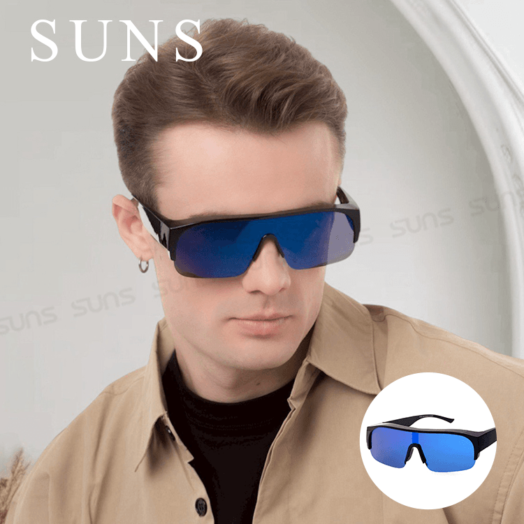 【suns】大框墨鏡 藍水銀偏光太陽眼鏡 抗UV400 (可套鏡) 0