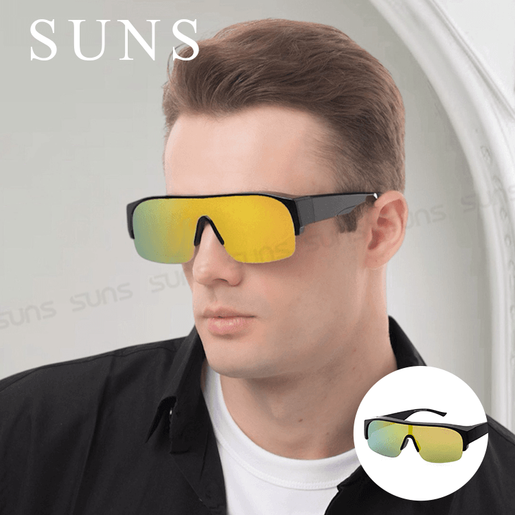 【suns】大框墨鏡 桔水銀偏光太陽眼鏡 抗UV400 (可套鏡) 0