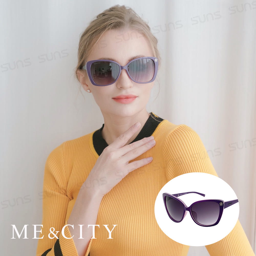 【ME&CITY】 歐美曼妙女伶鑲花太陽眼鏡 抗UV (ME 120020 H232) 0