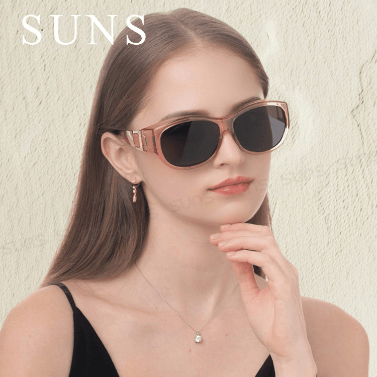 【suns】包覆式偏光墨鏡 透感暖茶方框墨鏡 抗UV400 (可套鏡) 1