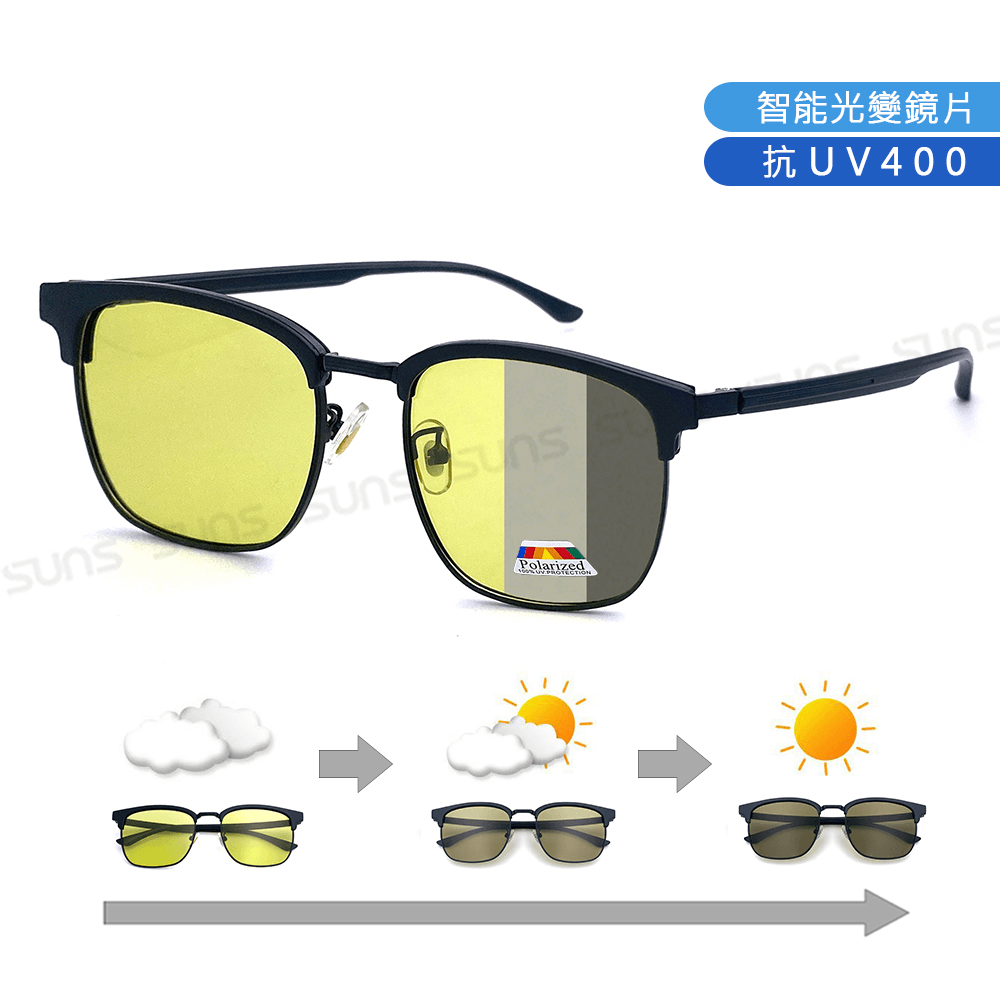 【suns】日夜兩用變色偏光太陽眼鏡 眉架框墨鏡 抗UV 【7958】 0