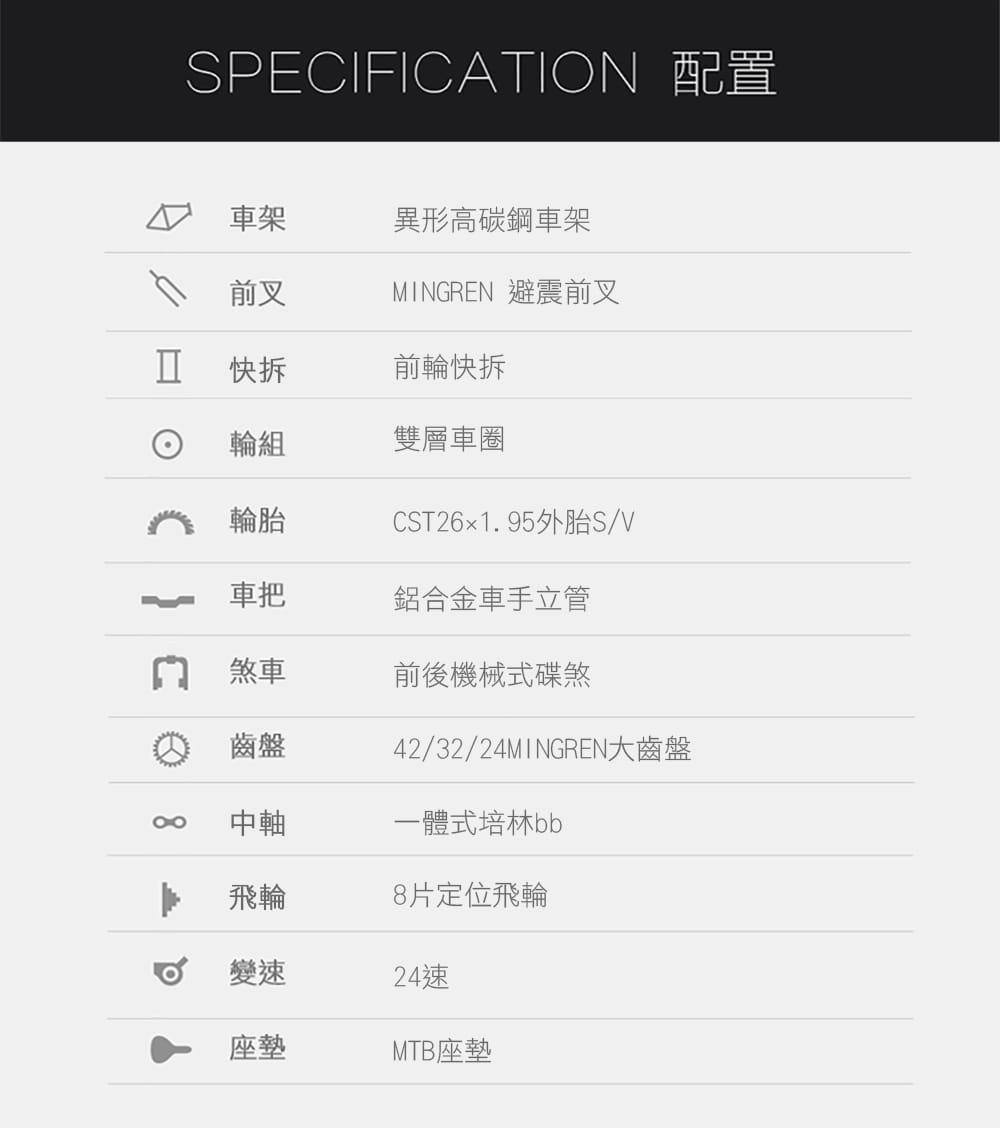 BIKEONE MG15 26吋24速煞變合一前避震登山車都會運動學生入門MTB最佳CP質首選 11