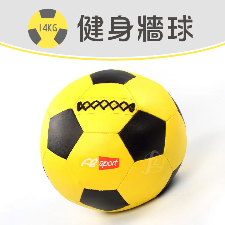 【ABSport】14KG軟式PU皮革重力球（18片裁縫）／牆球／重量球／藥球／復健球／平衡訓練球 0