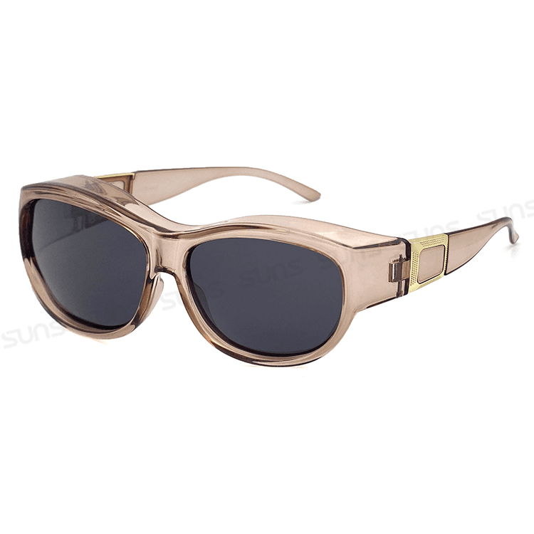 【suns】包覆式偏光墨鏡 裸感藕杏方框墨鏡 抗UV400 (可套鏡) 11