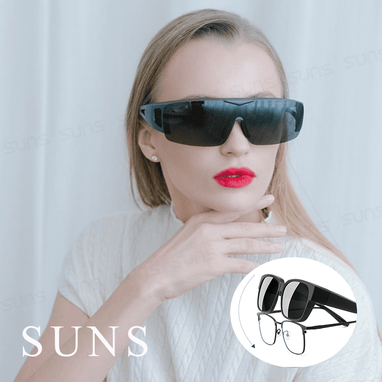 【suns】休閒上翻式偏光太陽眼鏡 鋁紫框 (可套鏡) 0
