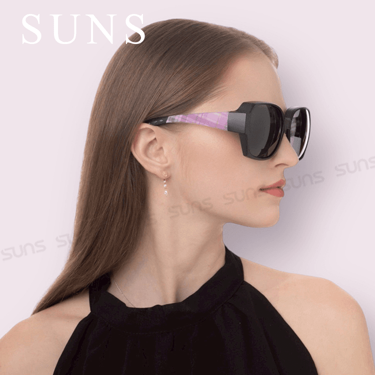【suns】時尚韓版ins英倫風霧紫系列 大框偏光墨鏡 抗UV400 (可套鏡) 1