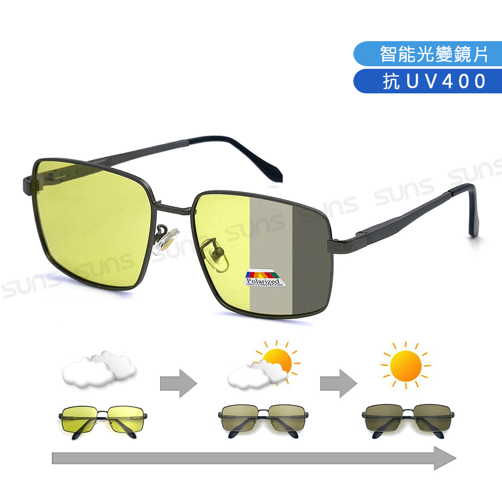 【suns】日夜兩用變色偏光太陽眼鏡 方框墨鏡 抗UV 【7852】 0