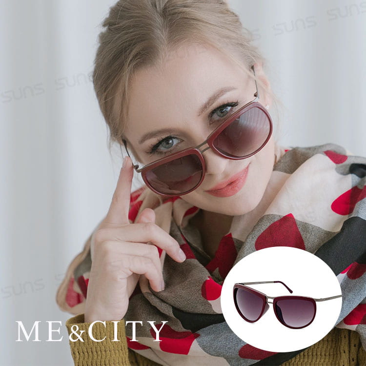 【ME&CITY】 復古時空雙梁太陽眼鏡 抗UV400 (ME 120025 E041) 0