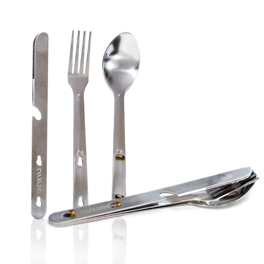 BULIN 戶外不銹鋼隨身攜帶餐具組 刀叉湯匙合併多合一 0
