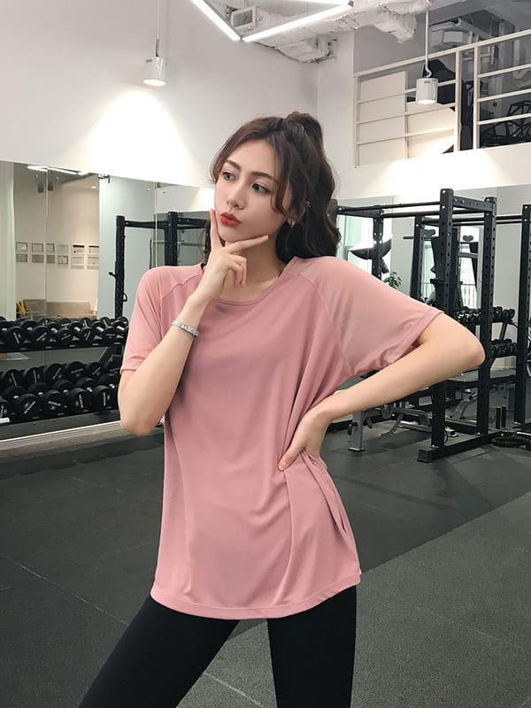 寬松健身服女透氣速幹T恤跑步運動上衣瑜伽短袖 0