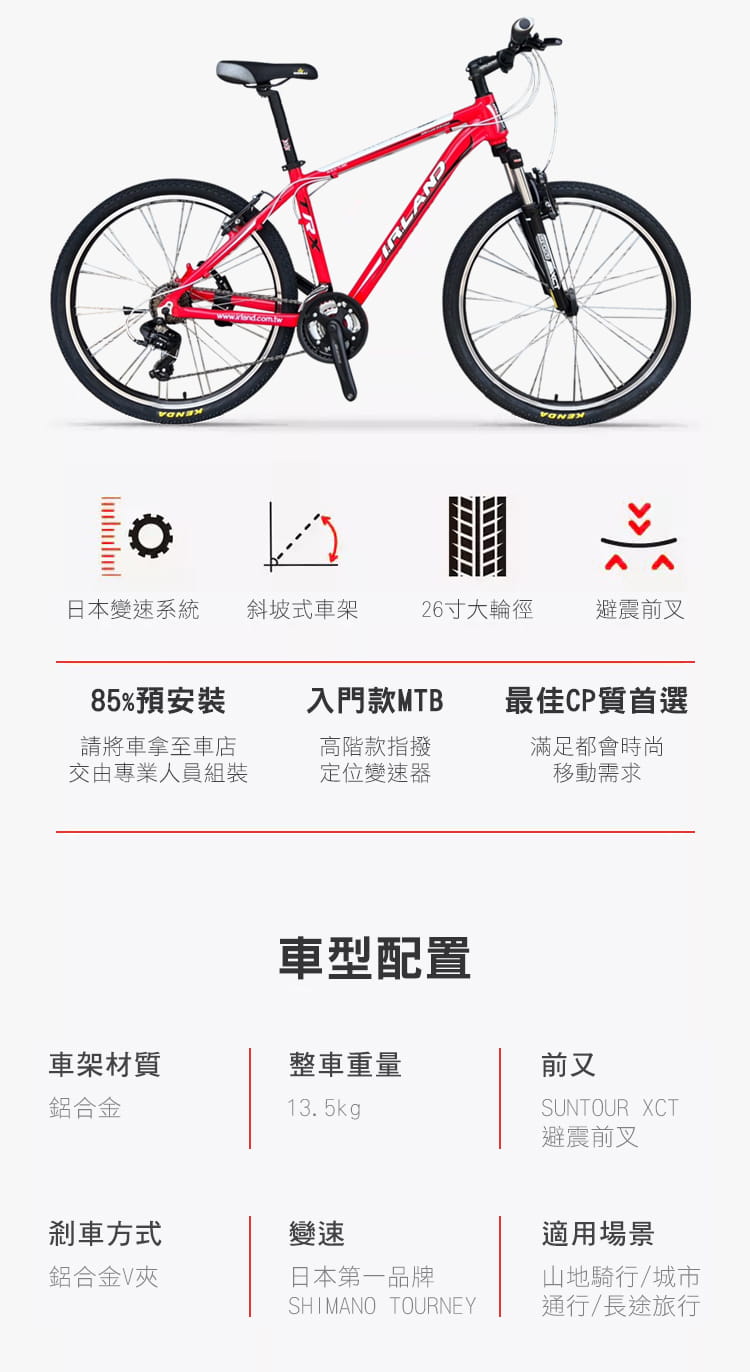 BIKEDNA I1 SP入門款26吋21速SHIMANO煞變一體定位鋁合金前避震登山車MTB 3