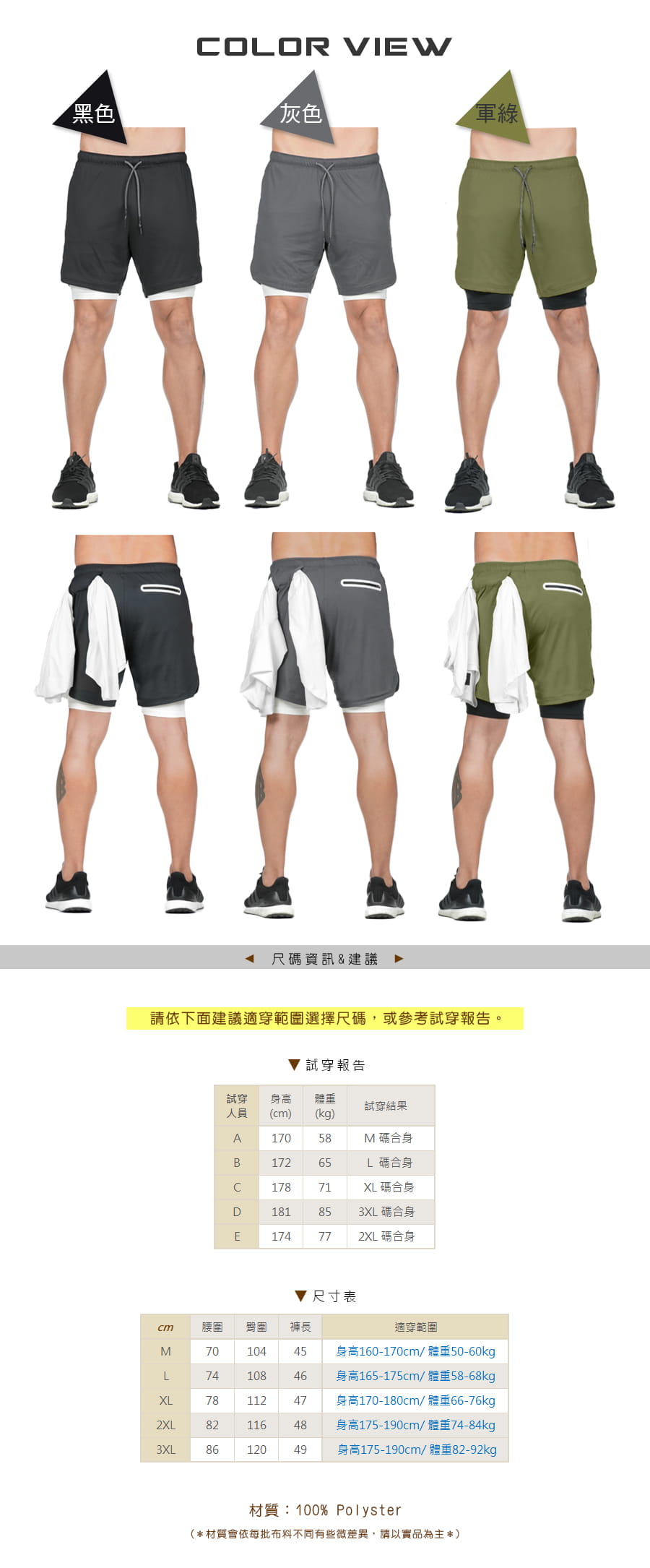 【Un-Sport高機能】男專業吸濕速排雙層托肌短褲（路跑必備/隱形口袋） 7