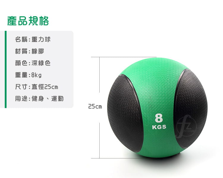 【ABSport】橡膠重力球（8KG－黑款）／健身球／重量球／藥球／實心球／平衡訓練球 1