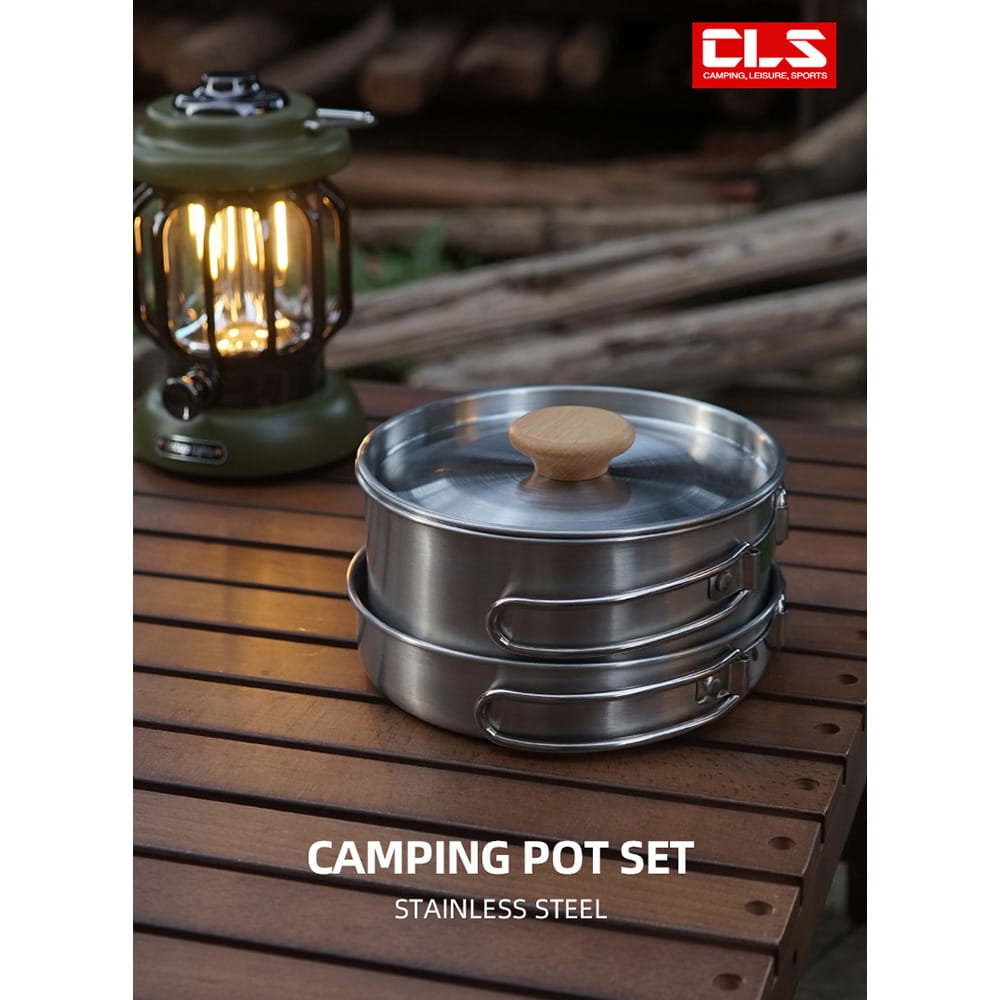 【CAIYI 凱溢】CLS 304 不鏽鋼套鍋組 二件組 超輕量鍋具 露營登山必備 高山鍋具 野營鍋具 5