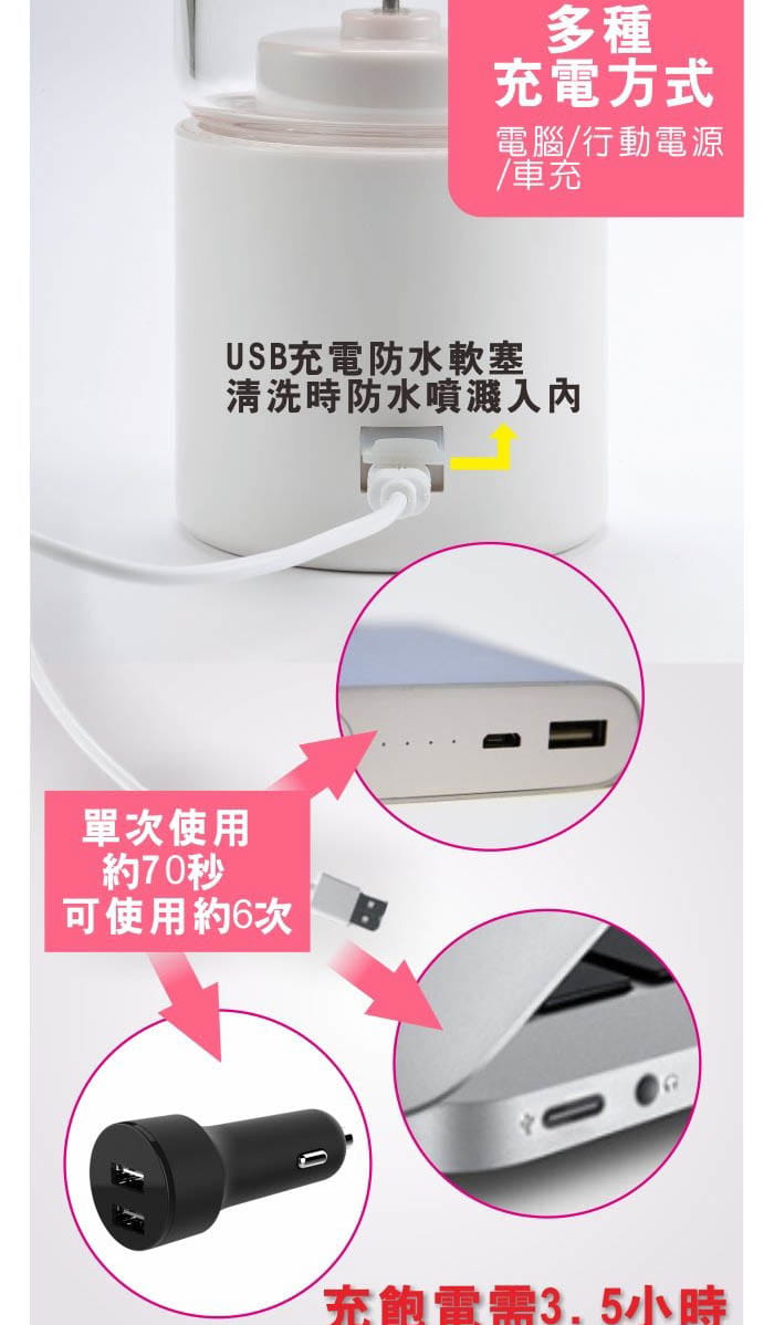 【公司貨一年保固】富士電通 FUJITEK USB充電隨行果汁機 FT-JER01 4