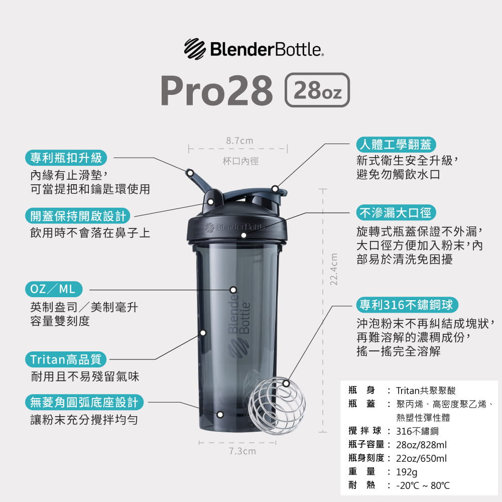 【Blender Bottle】Pro28系列｜Tritan｜透亮搖搖杯｜28oz 10
