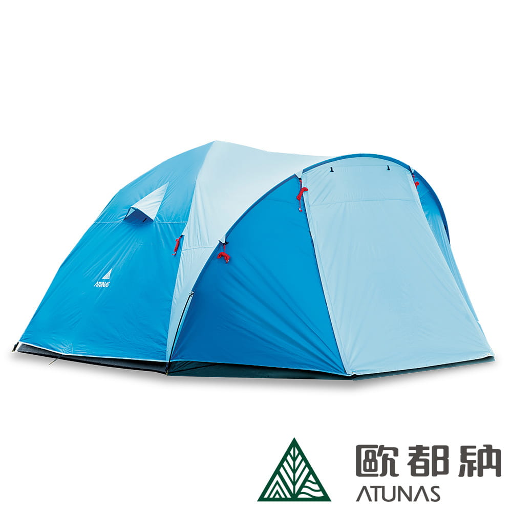 (登山屋)ATUNAS歐都納5-6人前延伸雙門快速帳/露營帳篷(A2TECC03藍/快速帳篷) 0