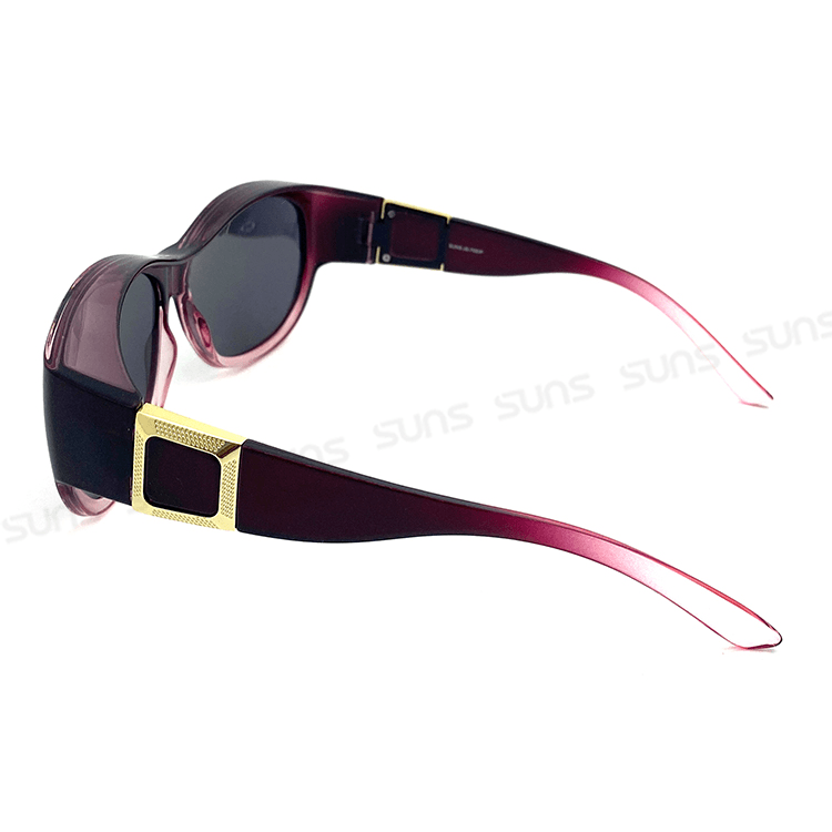 【suns】包覆式偏光墨鏡 魅影紫紅方框墨鏡 抗UV400 (可套鏡) 12