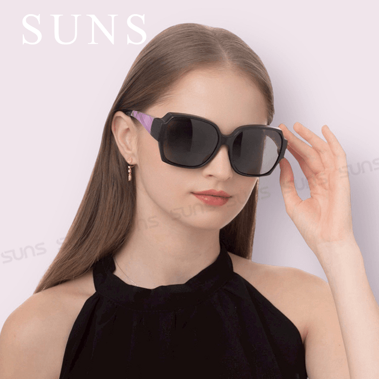 【suns】時尚韓版ins英倫風霧紫系列 大框偏光墨鏡 抗UV400 (可套鏡) 2