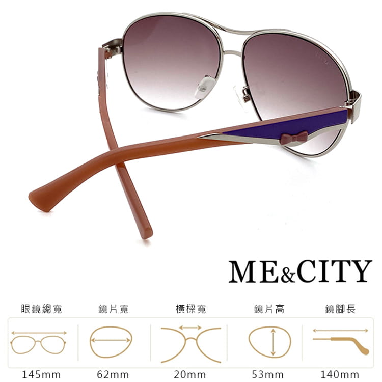 【ME&CITY】 義式典藏高貴太陽眼鏡 斜邊雙色點綴 (ME 120033 B630) 12
