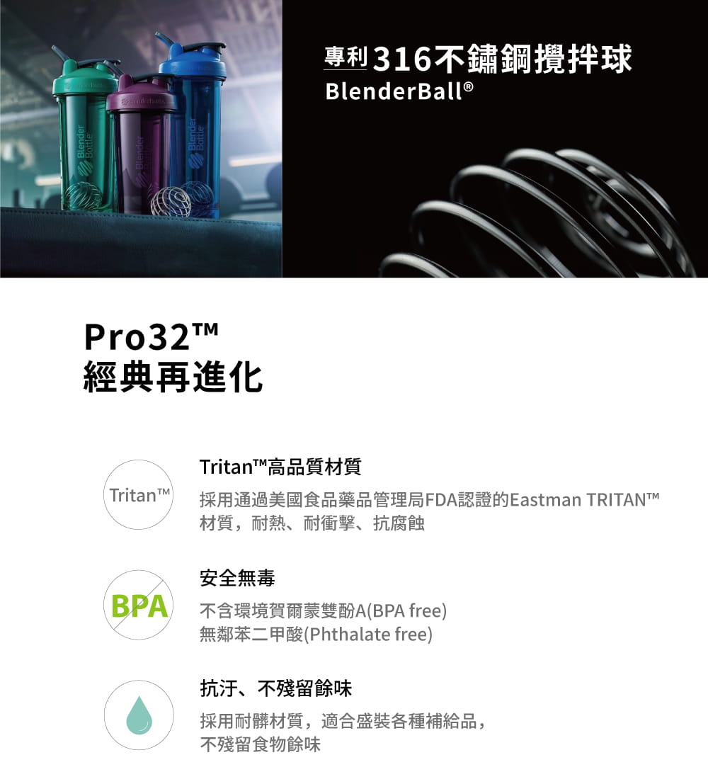 【Blender Bottle】Pro32系列-Tritan高透視搖搖杯32oz(10色) 2