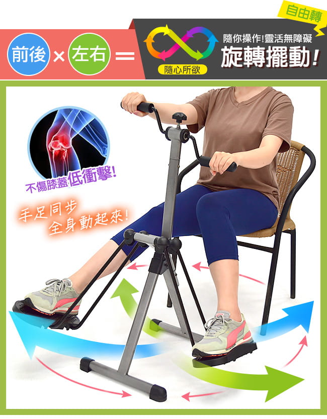 台灣製造!兩用迴旋滑步機  手腳訓練器.臥式美腿機手足健身車 3