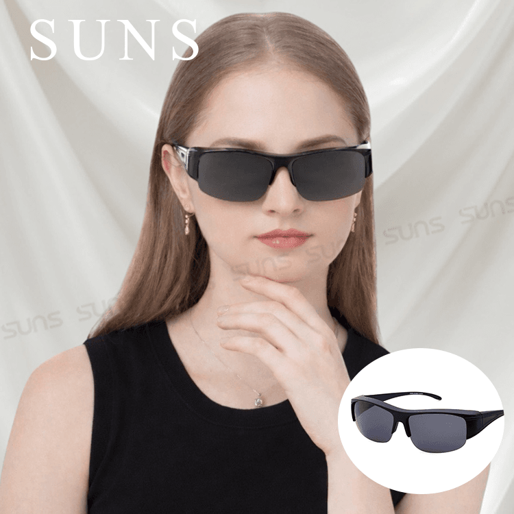 【suns】偏光太陽眼鏡 半框黑灰色 抗UV400 (可套鏡) 0