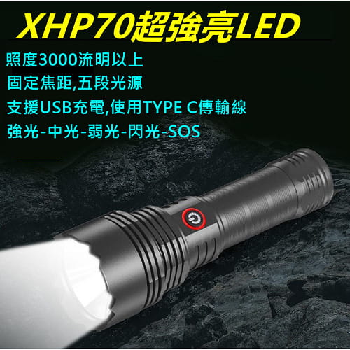 【TX】特林XHP70 超強亮USB充電手電筒 1