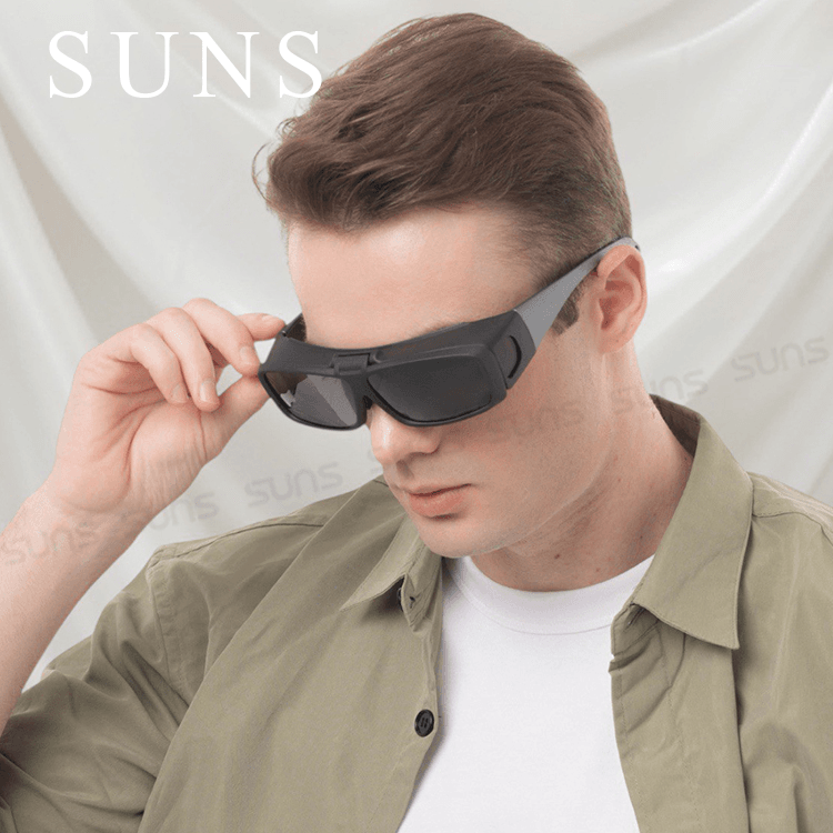 【suns】上翻式偏光墨鏡 方框包覆式眼鏡(可套鏡) 抗UV400 2
