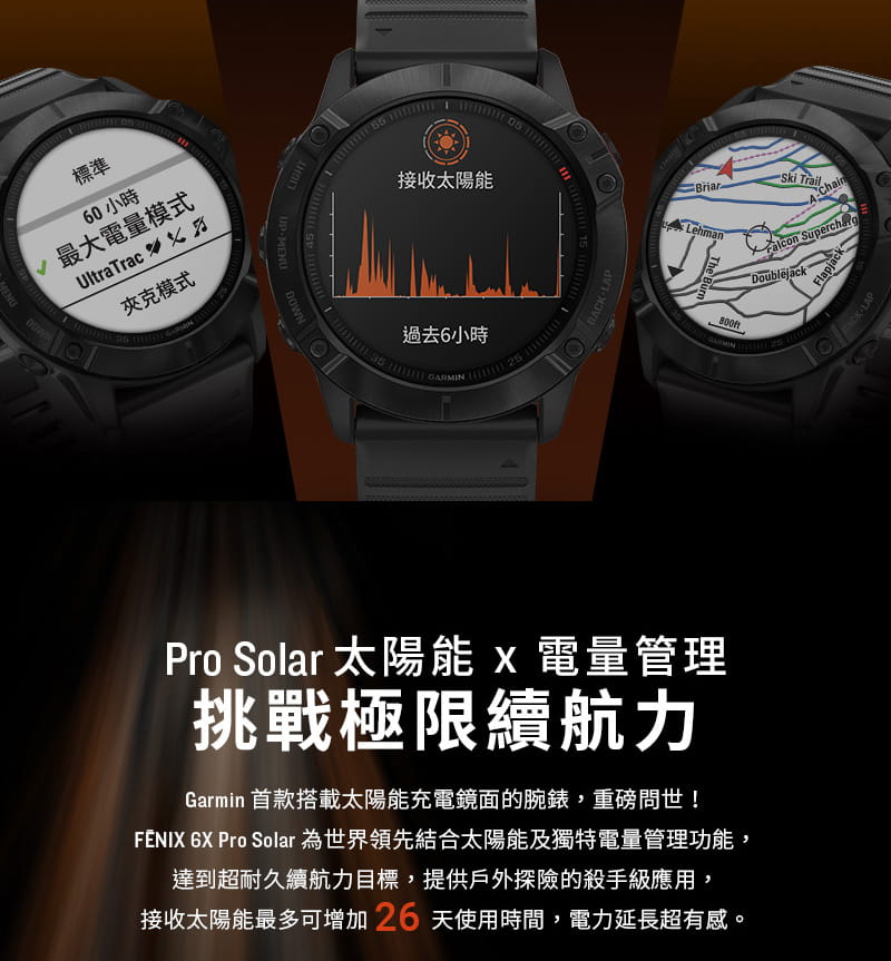【GARMIN】fenix 6 石墨灰DLC錶圈搭配黑色錶帶 4
