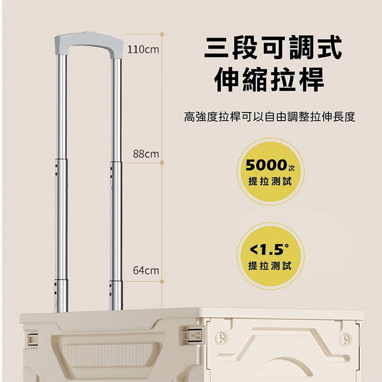 OUTDOORONE 露營戶外 快速折疊設計收納箱推車88L露營收納購物手拉車 5