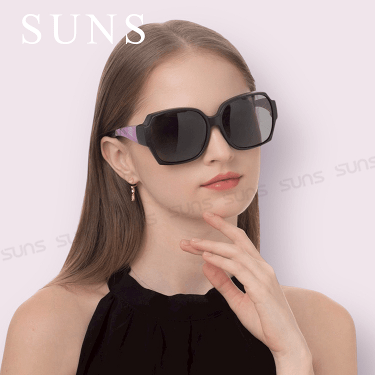 【suns】時尚韓版ins英倫風霧紫系列 大框偏光墨鏡 抗UV400 (可套鏡) 4