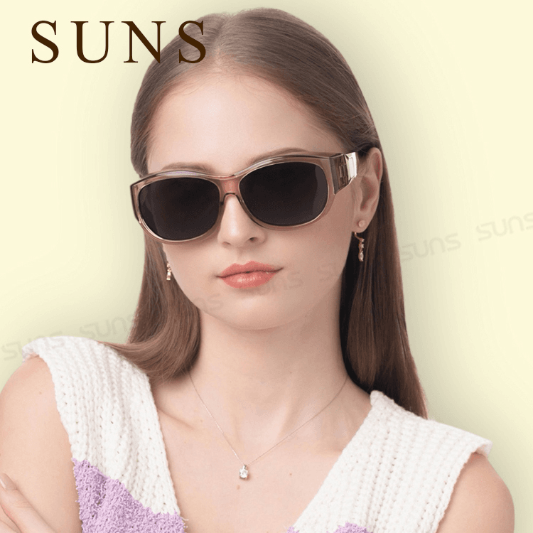 【suns】包覆式偏光墨鏡 裸感藕杏方框墨鏡 抗UV400 (可套鏡) 1