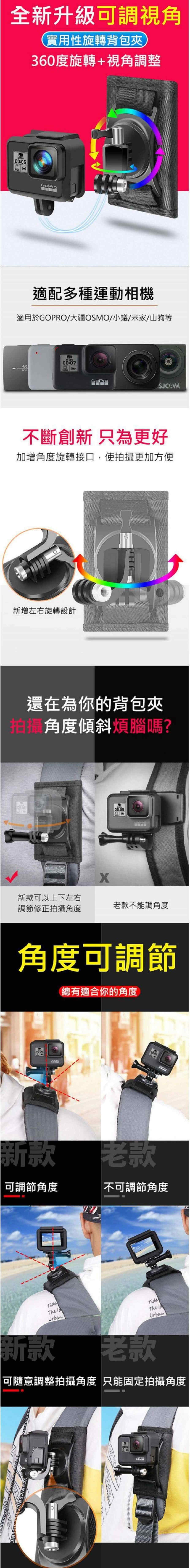 GOPRO副廠 可調角度背包固定帶 適用多款運動相機 1